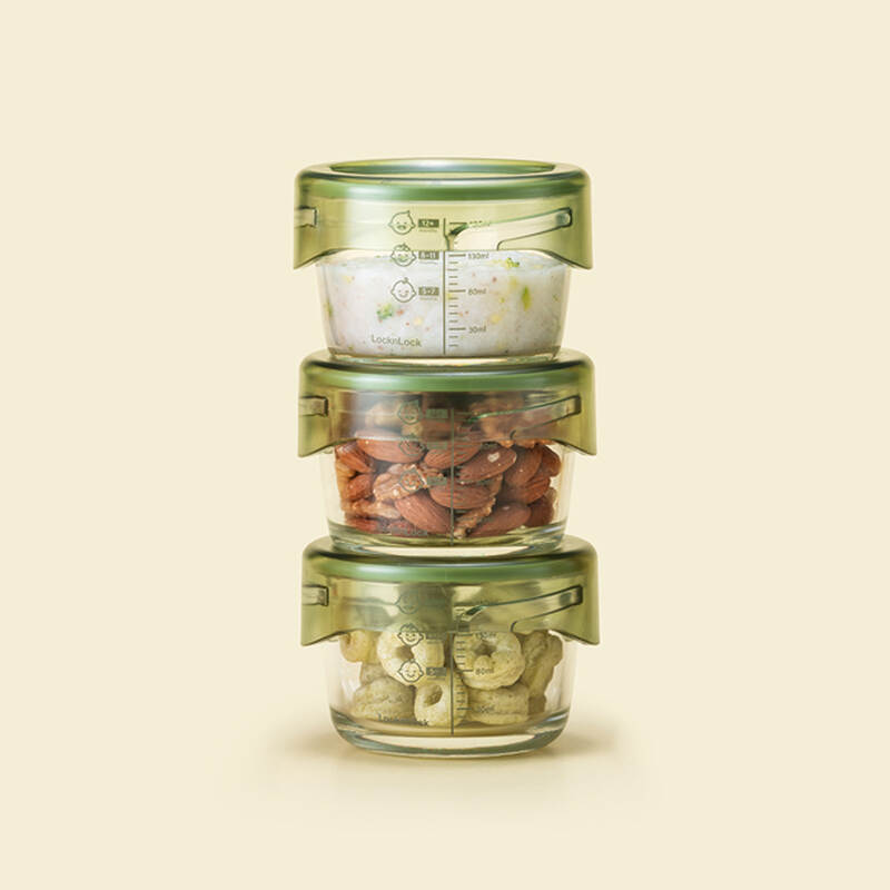 Glass Food Container for Baby 215ml*3 - LLG540S3GRN, , large image number null
